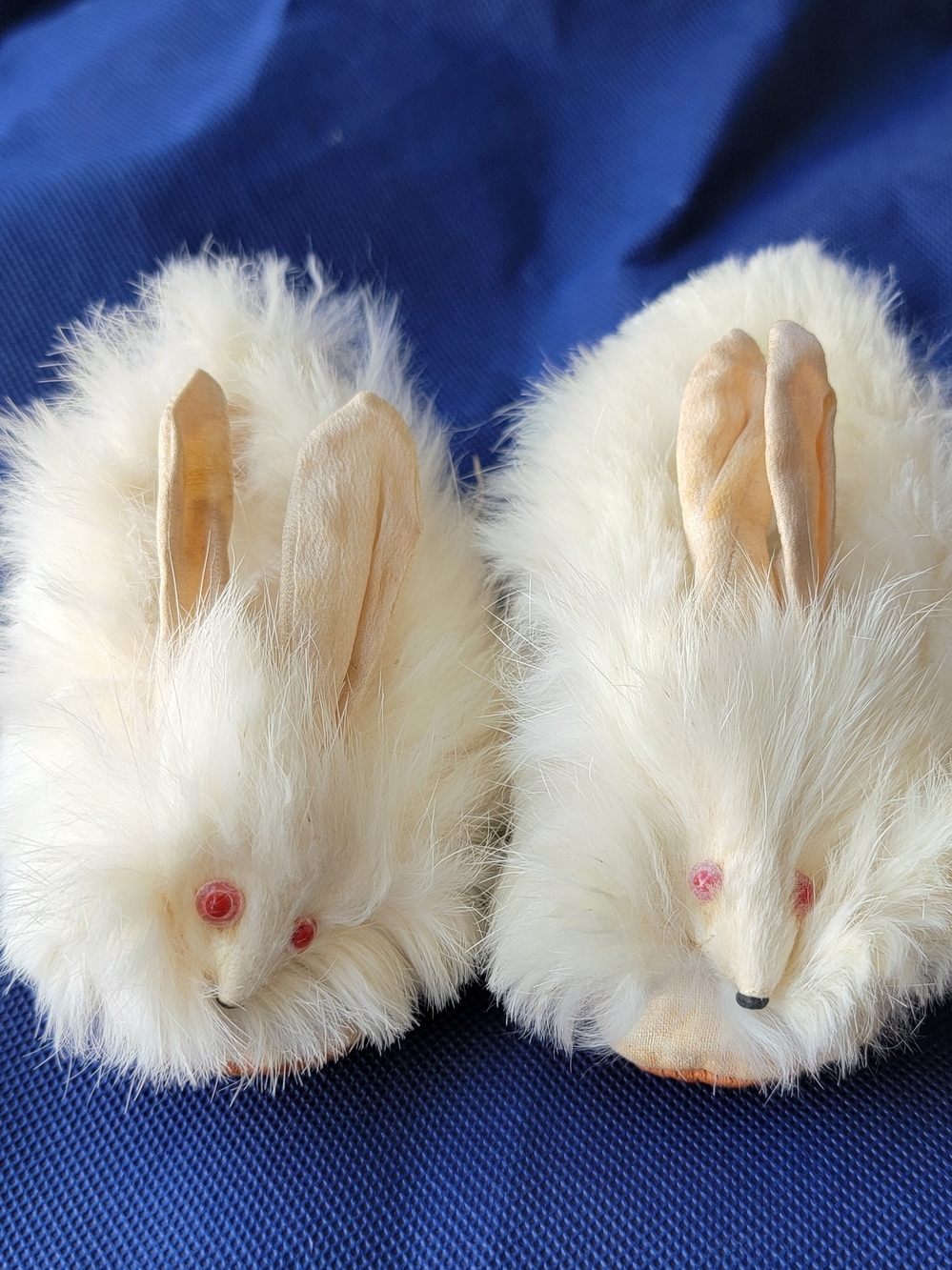 Vintage 1950's Newborn Baby Rabbit Fur Ivory Silk Slippers Leather Soles